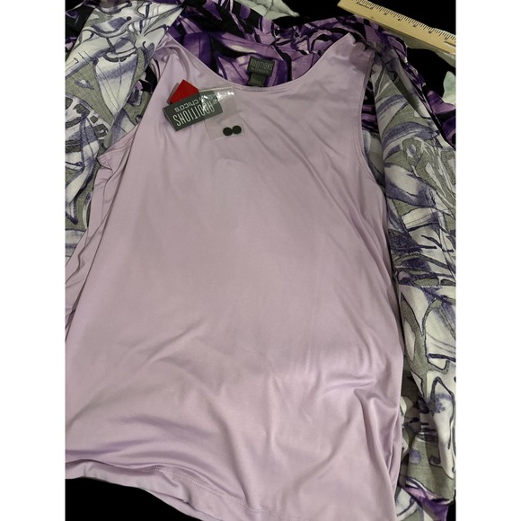 Chicos Top Jacket Ocean Leaves Purple with purple Under Shirt Womens Size 3 - Picture 3 of 9